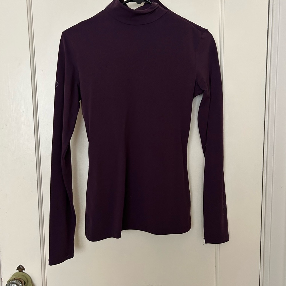 Classic Mock Neck Long Sleeve Top in Deep Plum